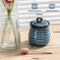 12oz Blue Ceramic Honey Jar with Lid and Wooden Dipper, Dishwasher Safe, Cute Party & Kitchen Decor